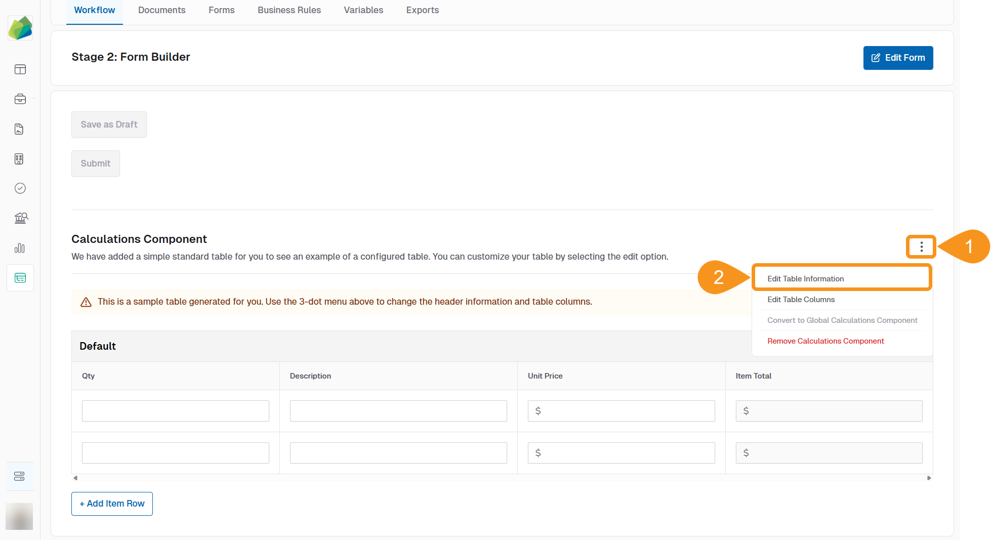 Add Calculations Components to a Form