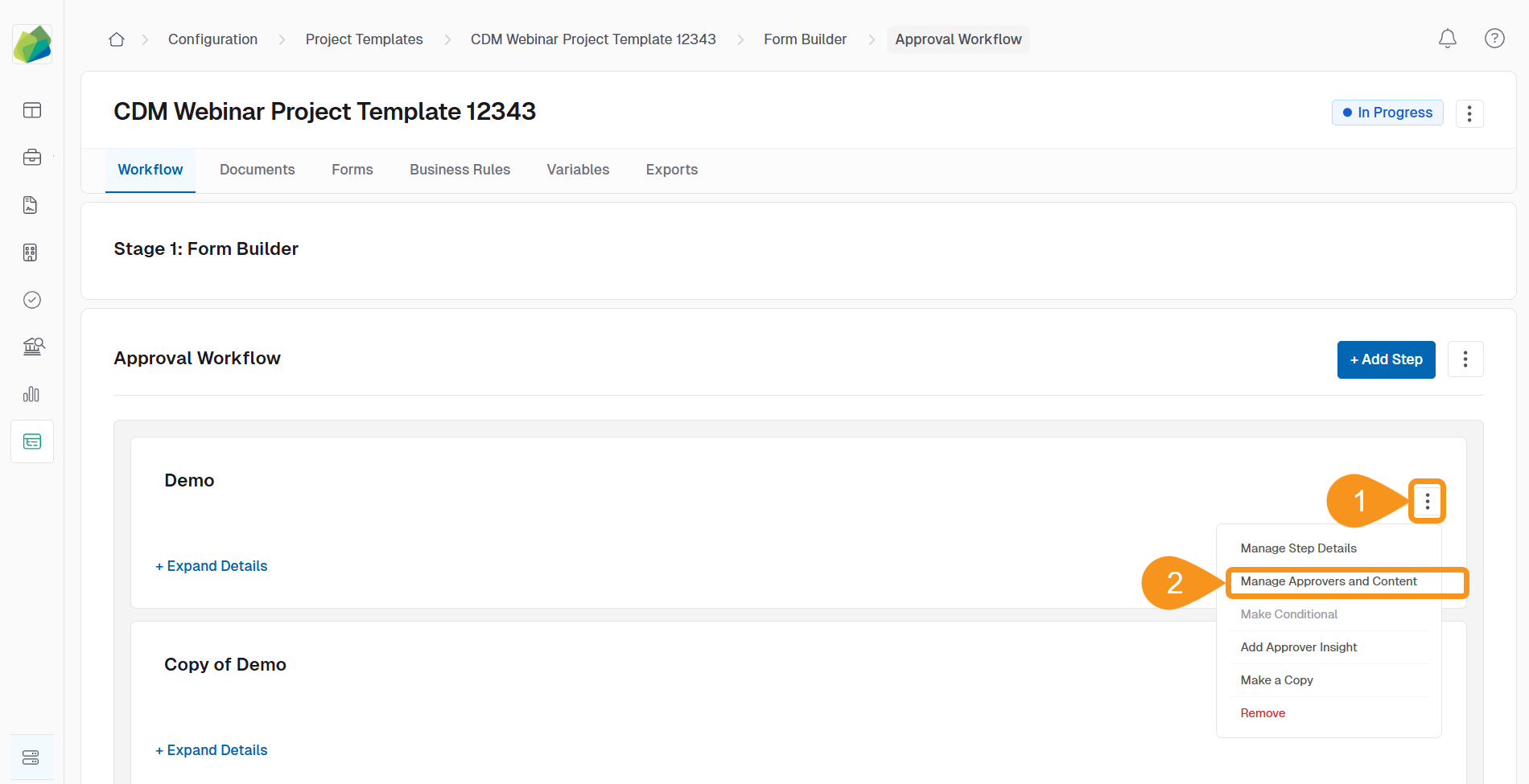 Add Content to Approval Steps