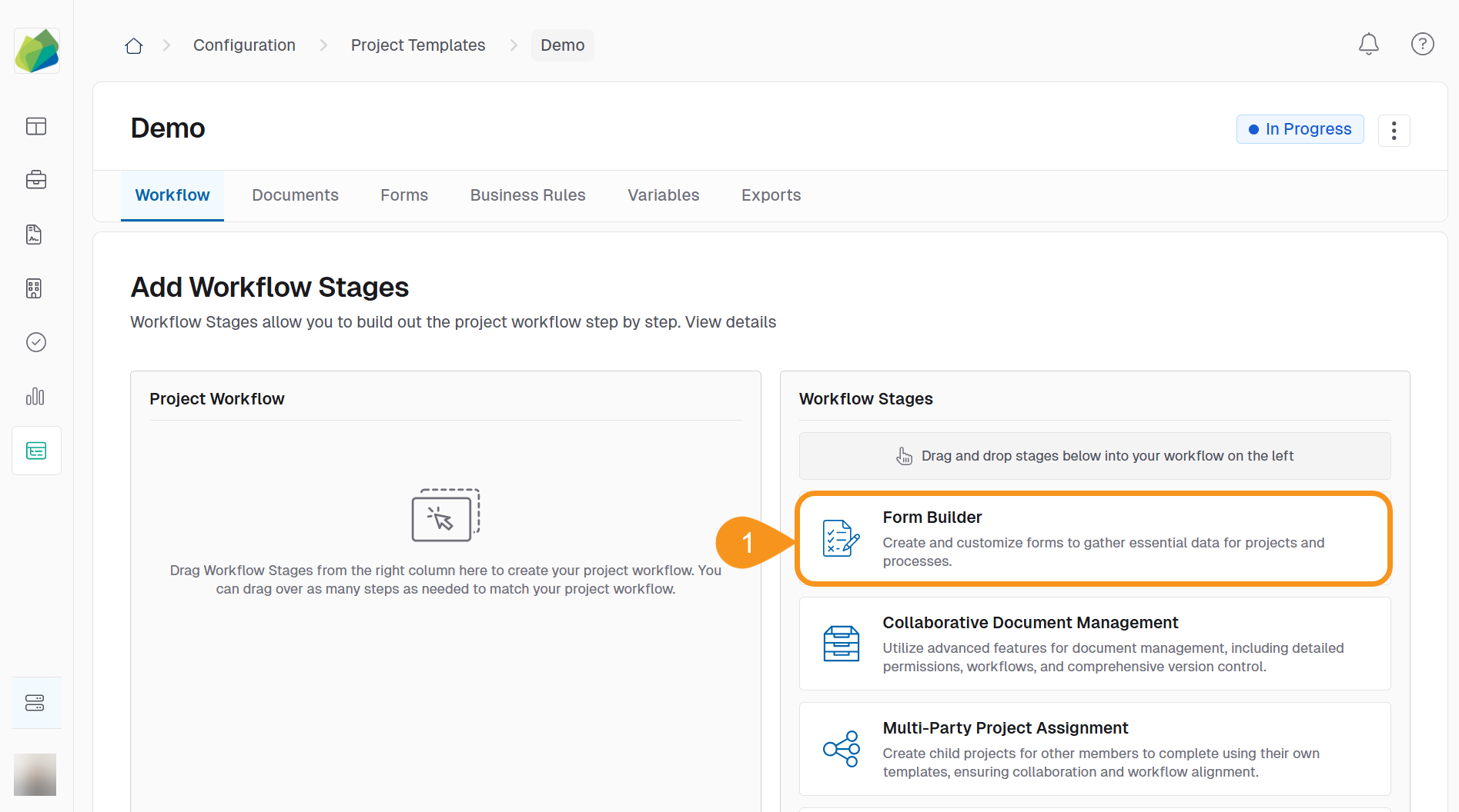 Add a Form Builder Workflow Stage 1