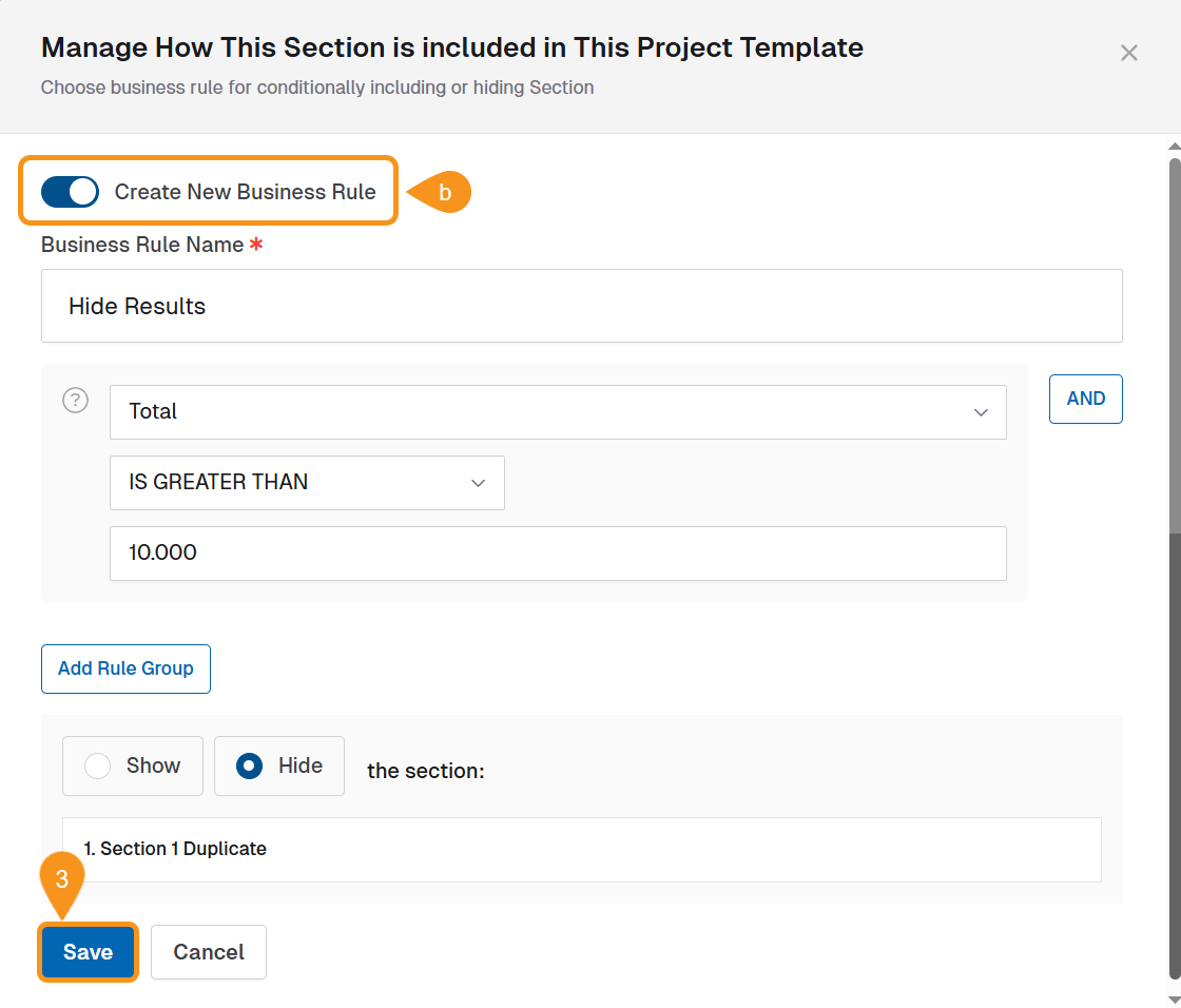 Make Section Conditional - Create a Business Rule