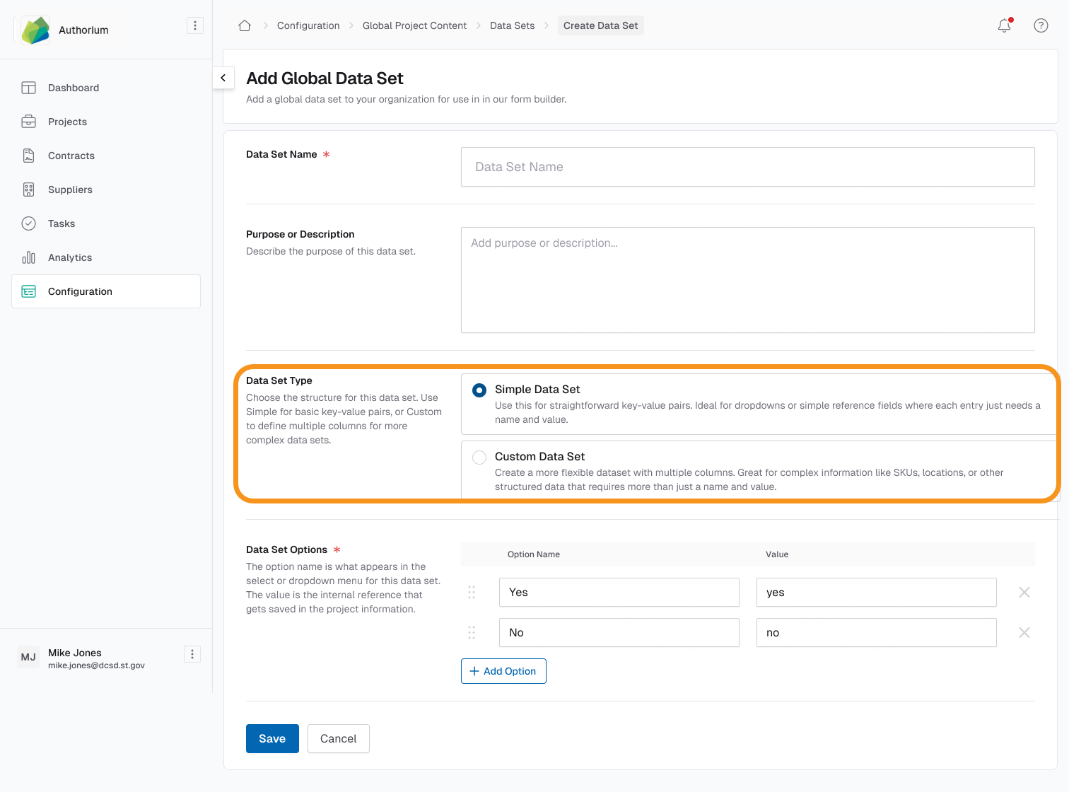Global Data Sets: CSV Import and Custom Field Support