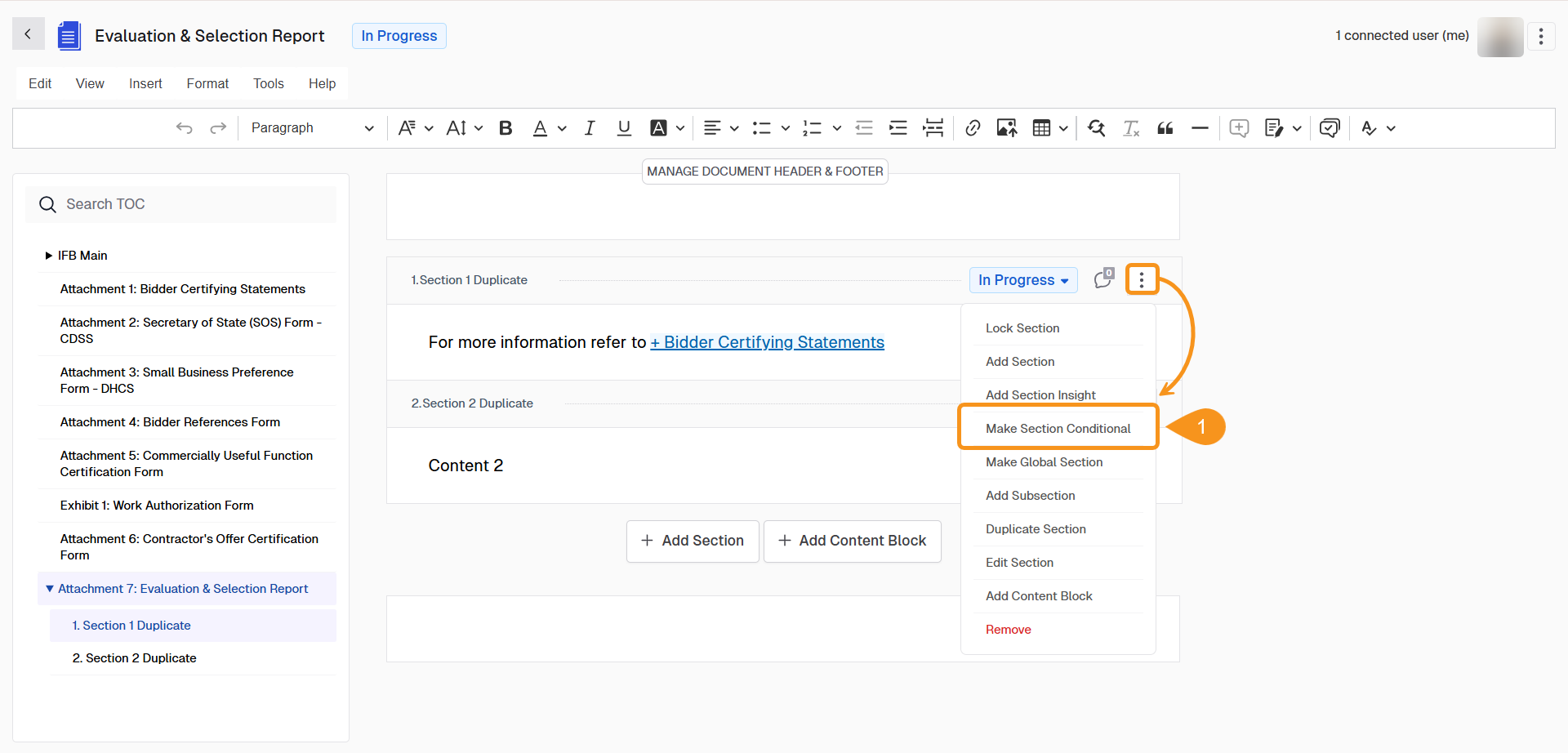 Make Section Conditional