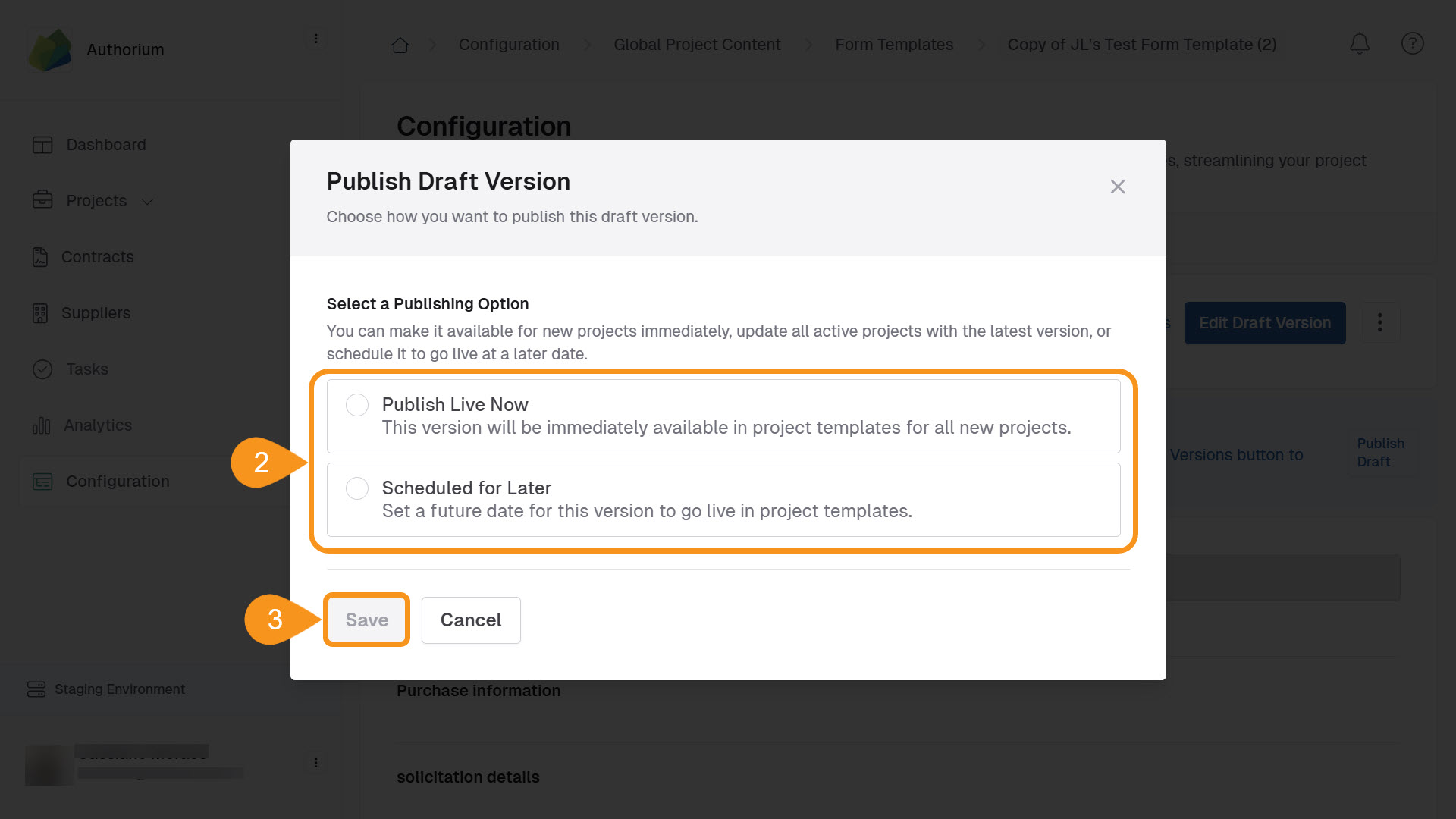 Manage the Copied or Restored Template 5