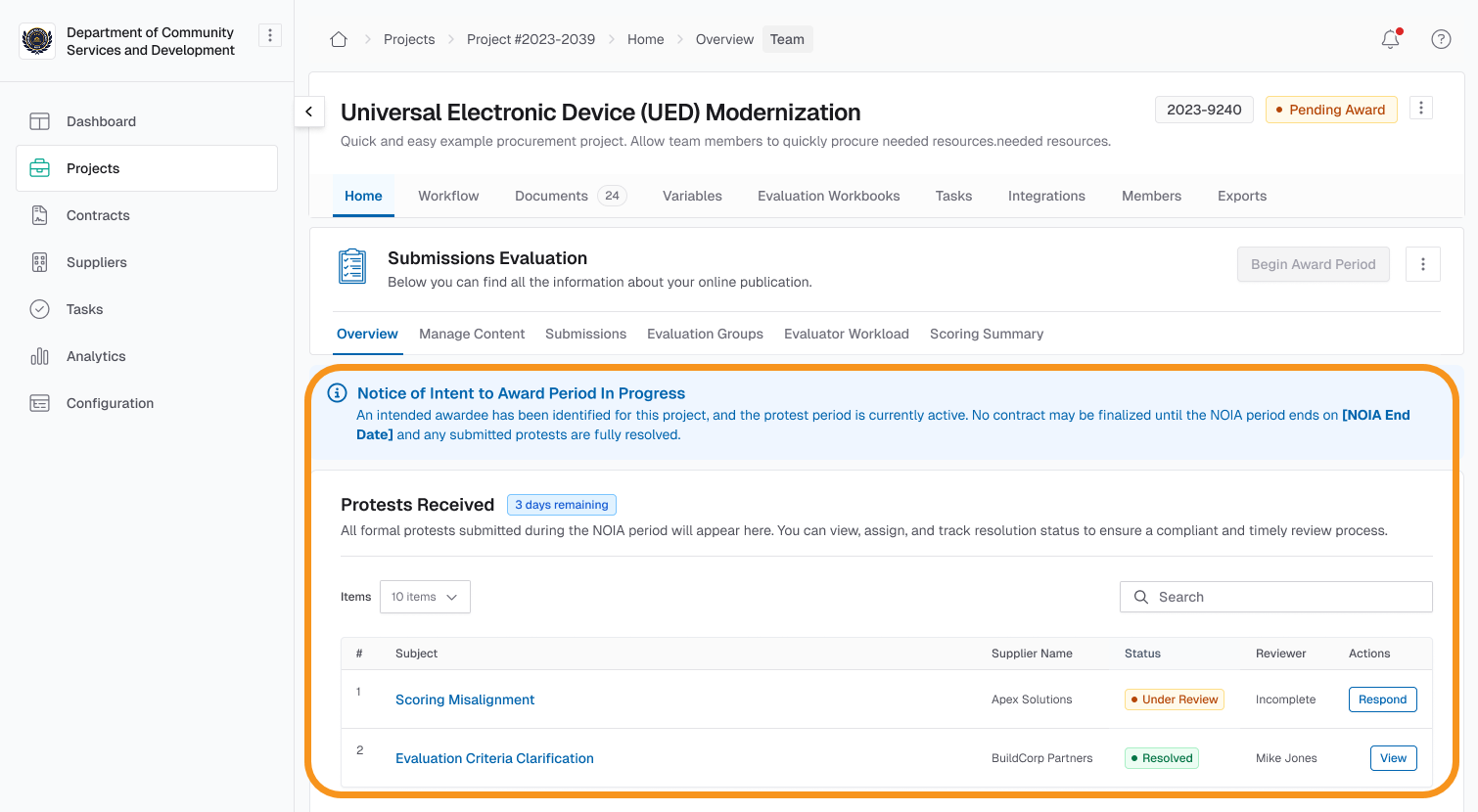 Image showing the NOIA Period in progress