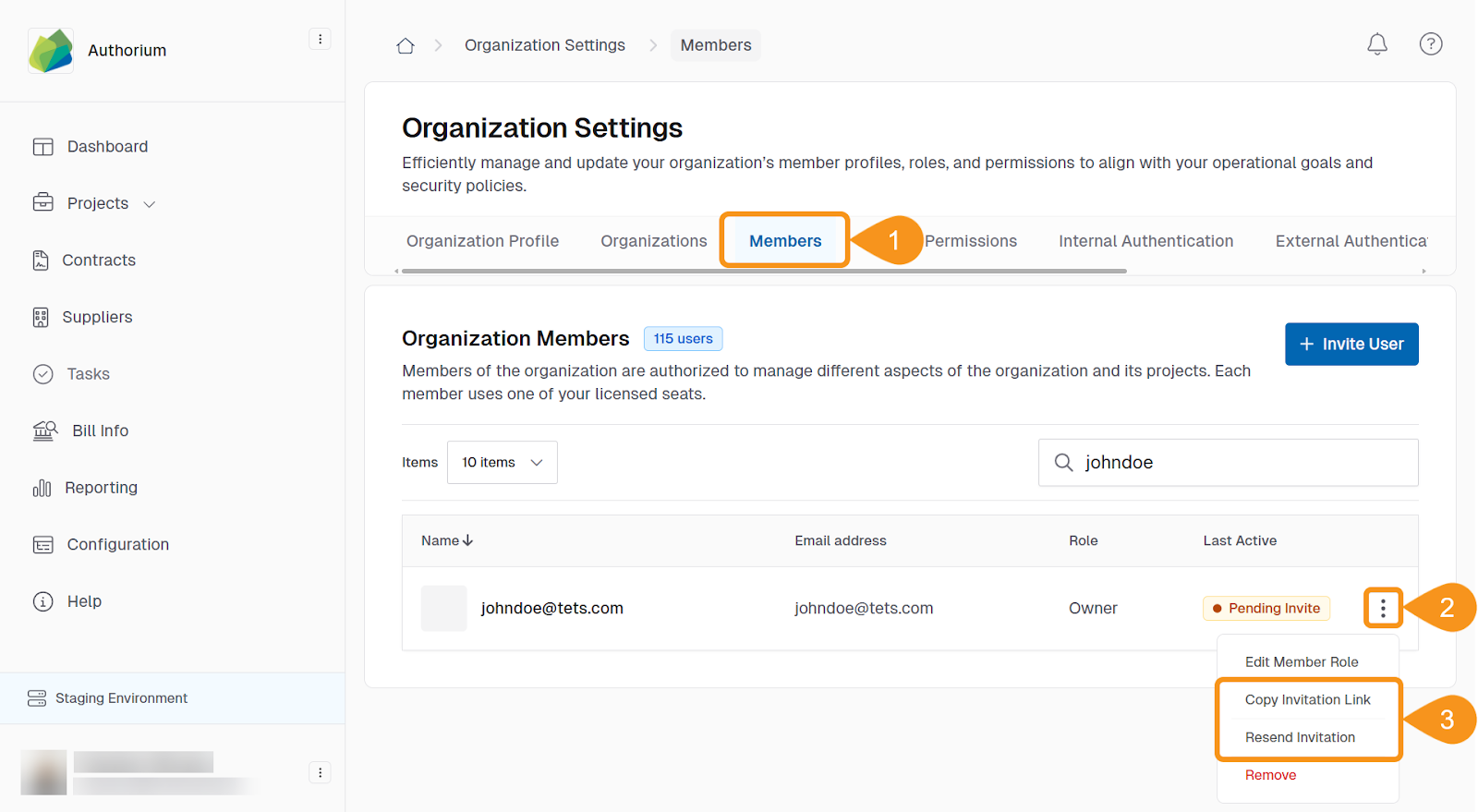 Send Invites button highlighted to confirm user invitations