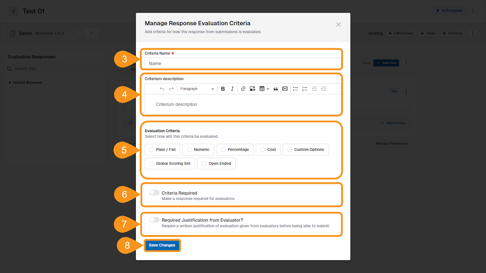 Manage Response Evaluation Criteria