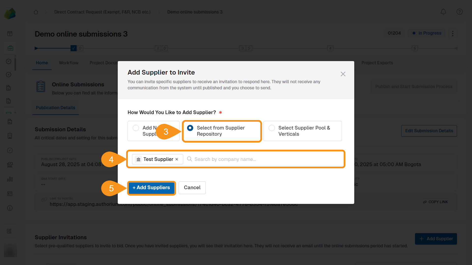 Select Supplier to Invite