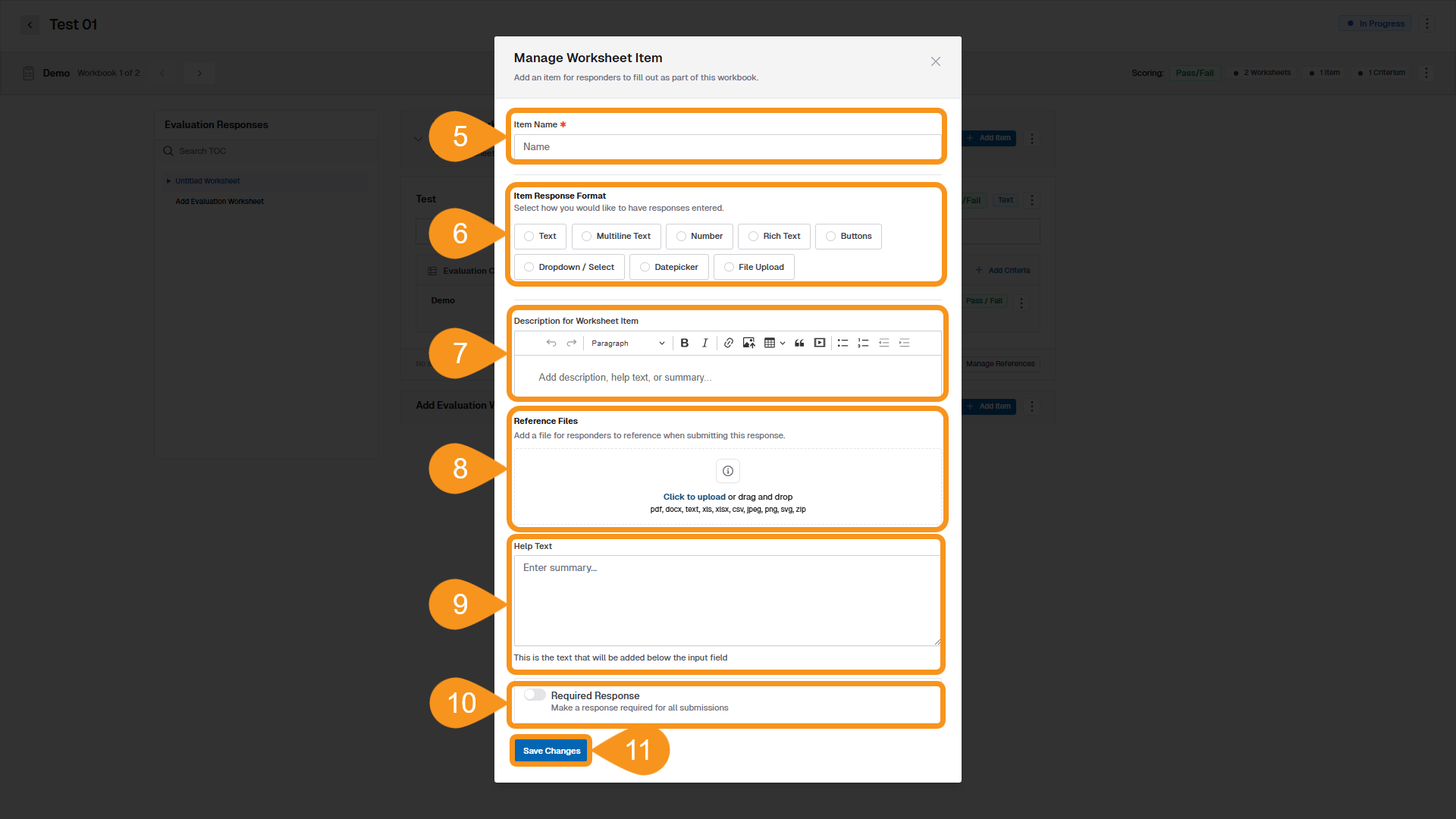 Manage Worksheet Items