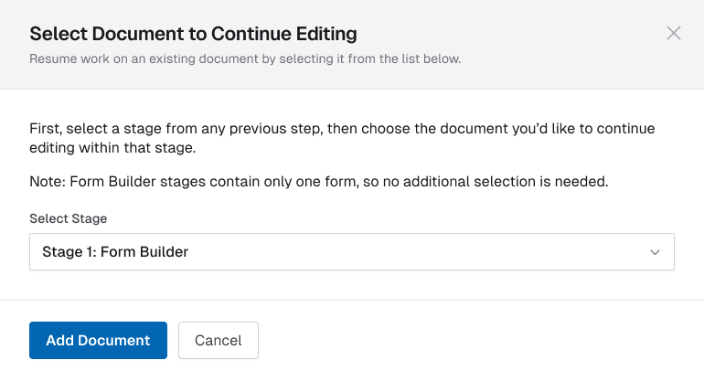 Continue Work on Documents from Previous Stages