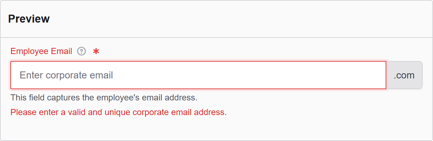 User Field validation settings